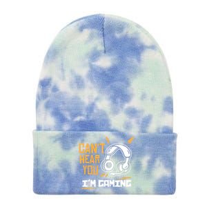 Can't Hear You I'm Gaming Cute Gift Funny Video Gamer Gift Tie Dye 12in Knit Beanie