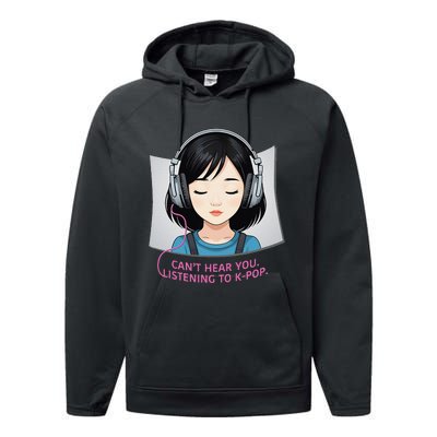 CanT Hear You Listening To Kpop Cute Kpop Headphones Performance Fleece Hoodie