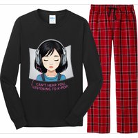 CanT Hear You Listening To Kpop Cute Kpop Headphones Long Sleeve Pajama Set