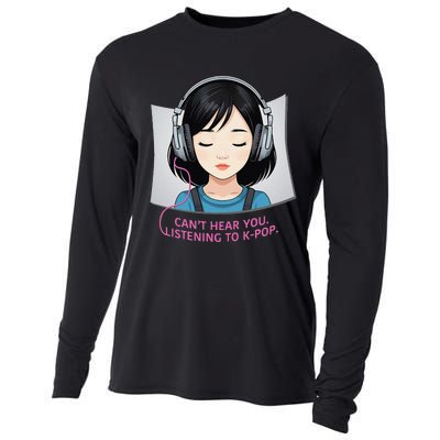 CanT Hear You Listening To Kpop Cute Kpop Headphones Cooling Performance Long Sleeve Crew