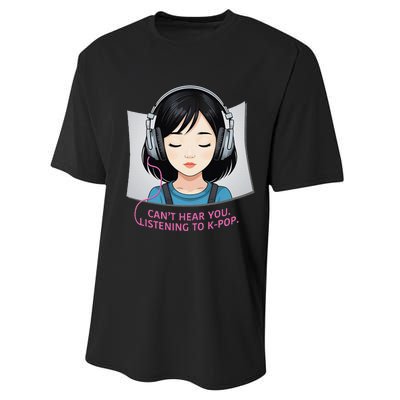 CanT Hear You Listening To Kpop Cute Kpop Headphones Performance Sprint T-Shirt