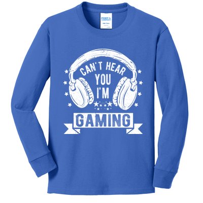 Can't Hear You I'm Gaming Funny Gamer Gift Headset Great Gift Kids Long Sleeve Shirt