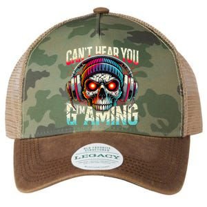 CanT Hear You Gaming Skull Headset Game Lovers Graphic Legacy Tie Dye Trucker Hat