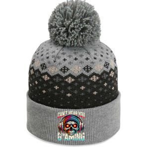 CanT Hear You Gaming Skull Headset Game Lovers Graphic The Baniff Cuffed Pom Beanie