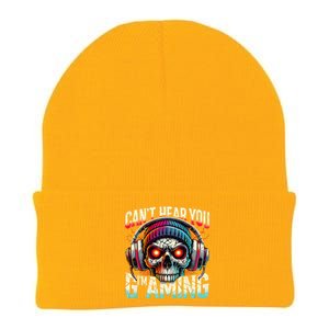 CanT Hear You Gaming Skull Headset Game Lovers Graphic Knit Cap Winter Beanie