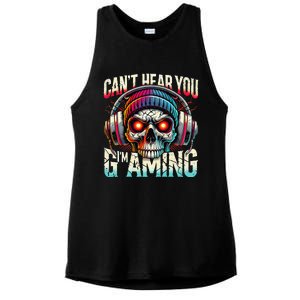 CanT Hear You Gaming Skull Headset Game Lovers Graphic Ladies PosiCharge Tri-Blend Wicking Tank