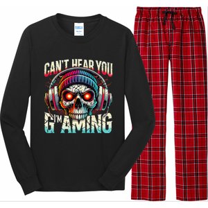 CanT Hear You Gaming Skull Headset Game Lovers Graphic Long Sleeve Pajama Set