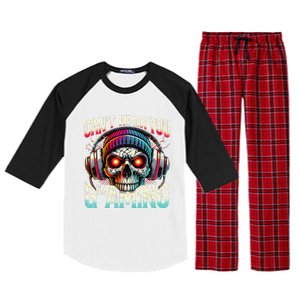 CanT Hear You Gaming Skull Headset Game Lovers Graphic Raglan Sleeve Pajama Set