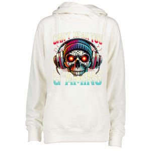 CanT Hear You Gaming Skull Headset Game Lovers Graphic Womens Funnel Neck Pullover Hood