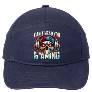 CanT Hear You Gaming Skull Headset Game Lovers Graphic 7-Panel Snapback Hat