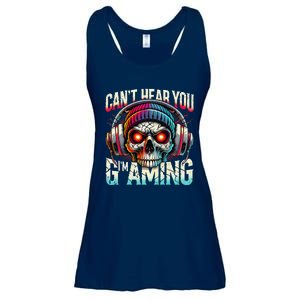 CanT Hear You Gaming Skull Headset Game Lovers Graphic Ladies Essential Flowy Tank