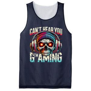 CanT Hear You Gaming Skull Headset Game Lovers Graphic Mesh Reversible Basketball Jersey Tank