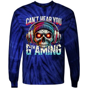 CanT Hear You Gaming Skull Headset Game Lovers Graphic Tie-Dye Long Sleeve Shirt