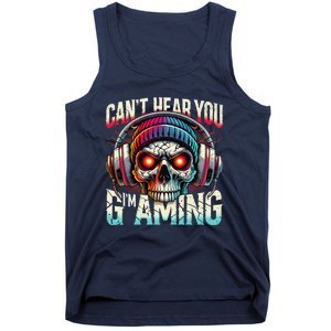 CanT Hear You Gaming Skull Headset Game Lovers Graphic Tank Top