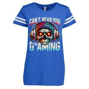 CanT Hear You Gaming Skull Headset Game Lovers Graphic Enza Ladies Jersey Football T-Shirt