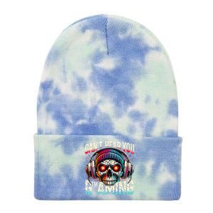 CanT Hear You Gaming Skull Headset Game Lovers Graphic Tie Dye 12in Knit Beanie