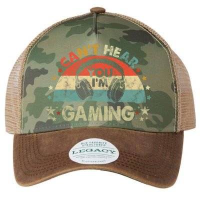 Can't Hear You I'm Gaming Funny Vintage Gamer Gift Headset Funny Gift Legacy Tie Dye Trucker Hat