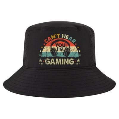 Can't Hear You I'm Gaming Funny Vintage Gamer Gift Headset Funny Gift Cool Comfort Performance Bucket Hat