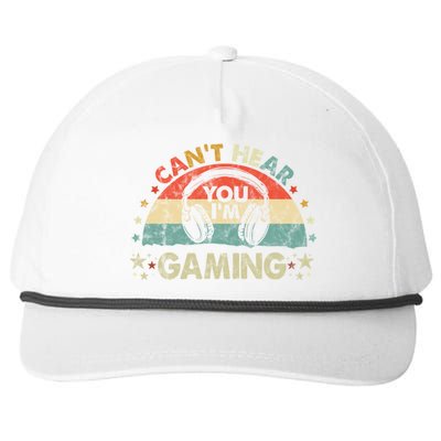 Can't Hear You I'm Gaming Funny Vintage Gamer Gift Headset Funny Gift Snapback Five-Panel Rope Hat