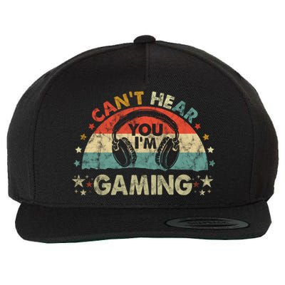 Can't Hear You I'm Gaming Funny Vintage Gamer Gift Headset Funny Gift Wool Snapback Cap