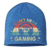 Can't Hear You I'm Gaming Funny Vintage Gamer Gift Headset Funny Gift Sustainable Beanie