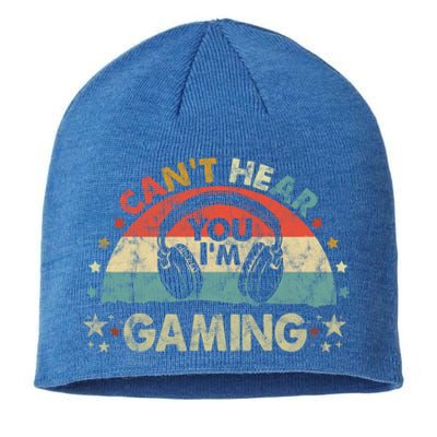 Can't Hear You I'm Gaming Funny Vintage Gamer Gift Headset Funny Gift Sustainable Beanie