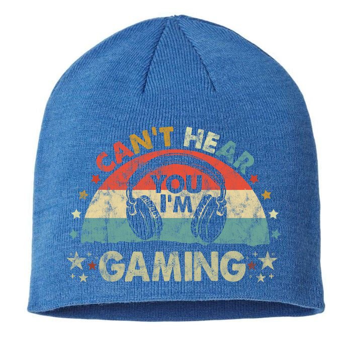 Can't Hear You I'm Gaming Funny Vintage Gamer Gift Headset Funny Gift Sustainable Beanie