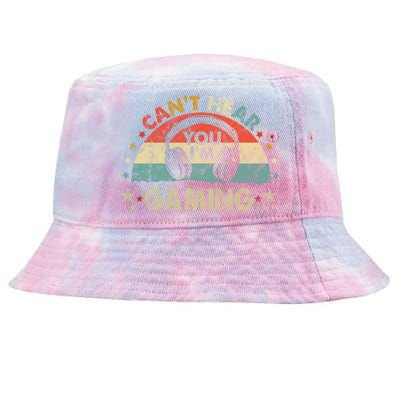 Can't Hear You I'm Gaming Funny Vintage Gamer Gift Headset Funny Gift Tie-Dyed Bucket Hat