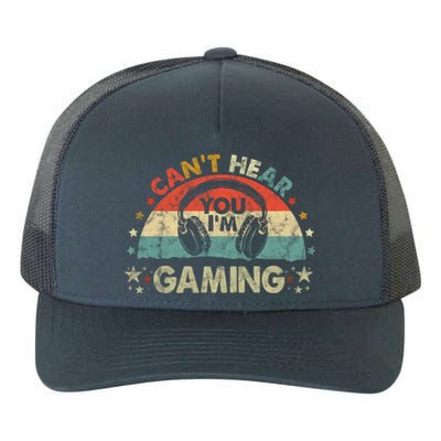 Can't Hear You I'm Gaming Funny Vintage Gamer Gift Headset Funny Gift Yupoong Adult 5-Panel Trucker Hat