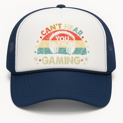 Can't Hear You I'm Gaming Funny Vintage Gamer Gift Headset Funny Gift Trucker Hat