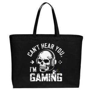 CanT Hear You IM Gaming Skull Funny Gamer Headset Art Cotton Canvas Jumbo Tote