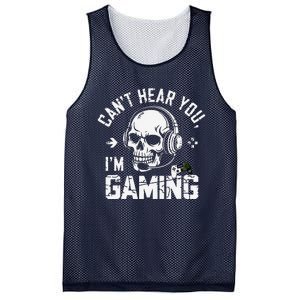 CanT Hear You IM Gaming Skull Funny Gamer Headset Art Mesh Reversible Basketball Jersey Tank