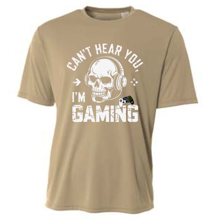 CanT Hear You IM Gaming Skull Funny Gamer Headset Art Cooling Performance Crew T-Shirt