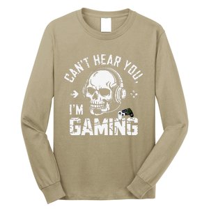 CanT Hear You IM Gaming Skull Funny Gamer Headset Art Long Sleeve Shirt