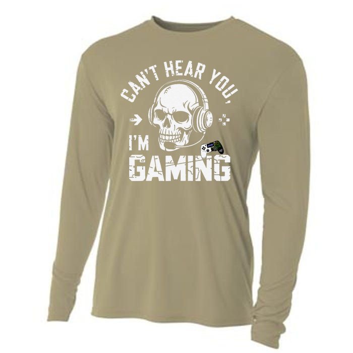 CanT Hear You IM Gaming Skull Funny Gamer Headset Art Cooling Performance Long Sleeve Crew