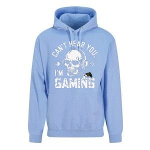 CanT Hear You IM Gaming Skull Funny Gamer Headset Art Unisex Surf Hoodie