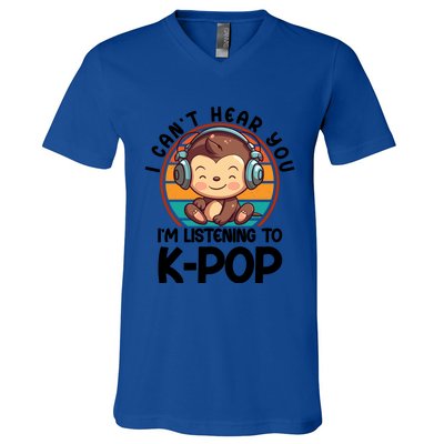 CanT Hear You IM Listening Kpop Merchandise Monkey Great Gift V-Neck T-Shirt