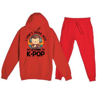 CanT Hear You IM Listening Kpop Merchandise Monkey Great Gift Premium Hooded Sweatsuit Set