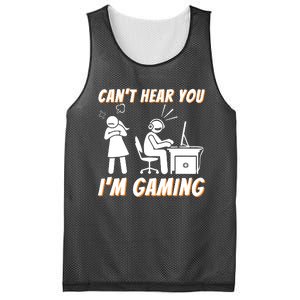 Cant Hear You Im Gaming Funny Video Gamer Gift Mesh Reversible Basketball Jersey Tank