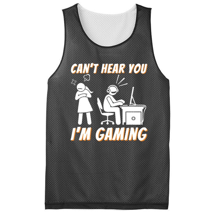 Cant Hear You Im Gaming Funny Video Gamer Gift Mesh Reversible Basketball Jersey Tank