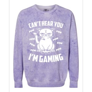 CanT Hear You IM Gaming Funny Gamer Cat Cute Gift Colorblast Crewneck Sweatshirt