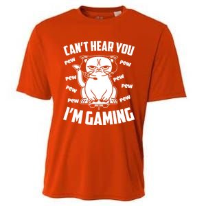 CanT Hear You IM Gaming Funny Gamer Cat Cute Gift Cooling Performance Crew T-Shirt