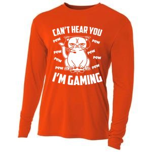 CanT Hear You IM Gaming Funny Gamer Cat Cute Gift Cooling Performance Long Sleeve Crew