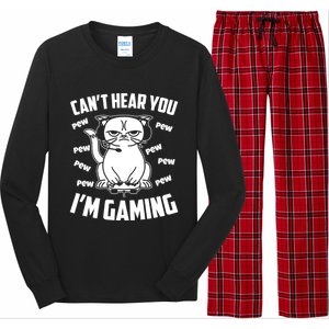 CanT Hear You IM Gaming Funny Gamer Cat Cute Gift Long Sleeve Pajama Set