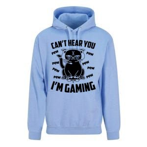 CanT Hear You IM Gaming Funny Gamer Cat Cute Gift Unisex Surf Hoodie