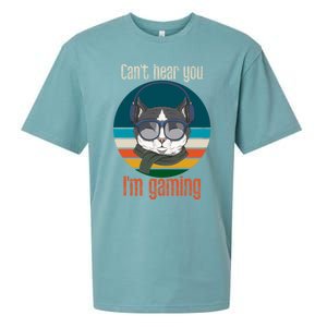 CanT Hear You IM Gaming Funny Cat Gamer Funny Gift Gaming Cute Gift Sueded Cloud Jersey T-Shirt