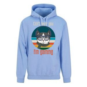 CanT Hear You IM Gaming Funny Cat Gamer Funny Gift Gaming Cute Gift Unisex Surf Hoodie