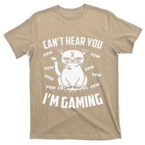 Cant Hear You Im Gaming Funny Gamer Cat T-Shirt