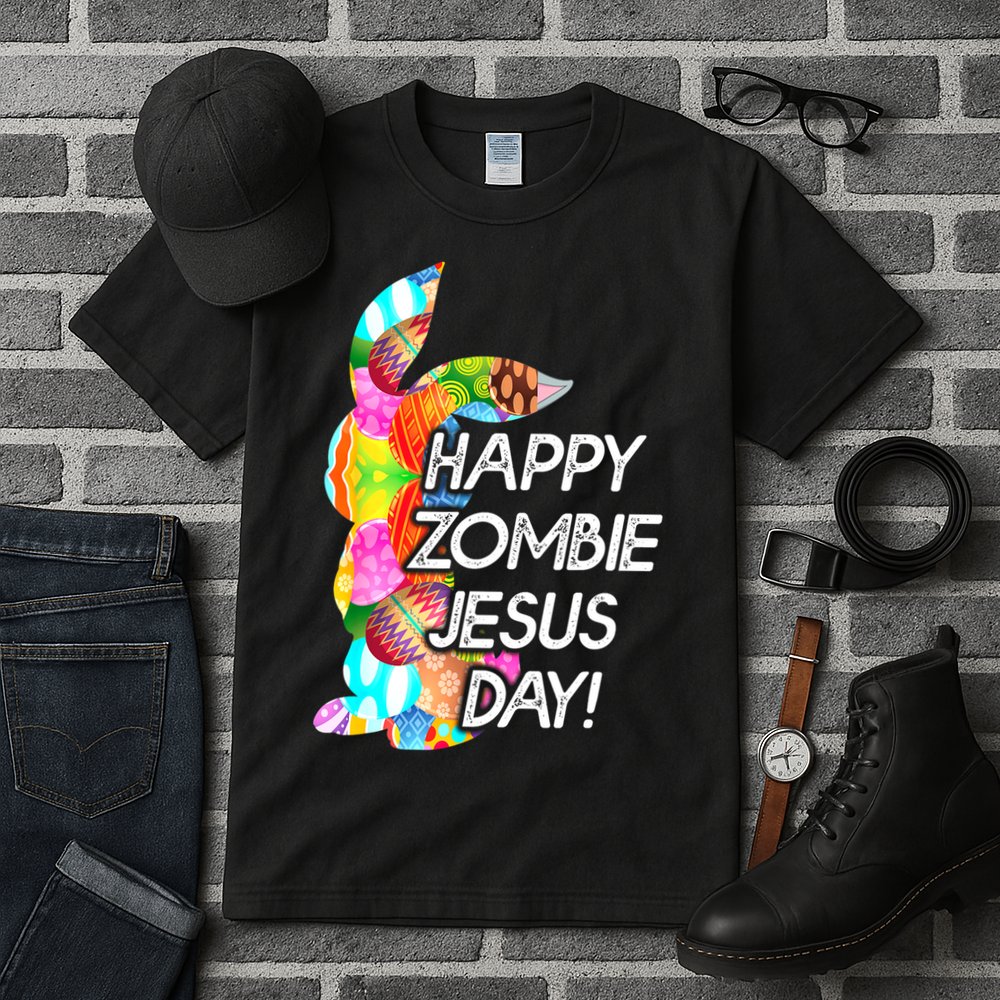 Cute Happy Zombie Jesus Day Easter Bunny For Men Women Tall T-Shirt