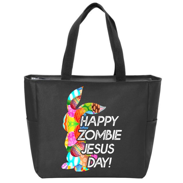 Cute Happy Zombie Jesus Day Easter Bunny For Men Women Zip Tote Bag